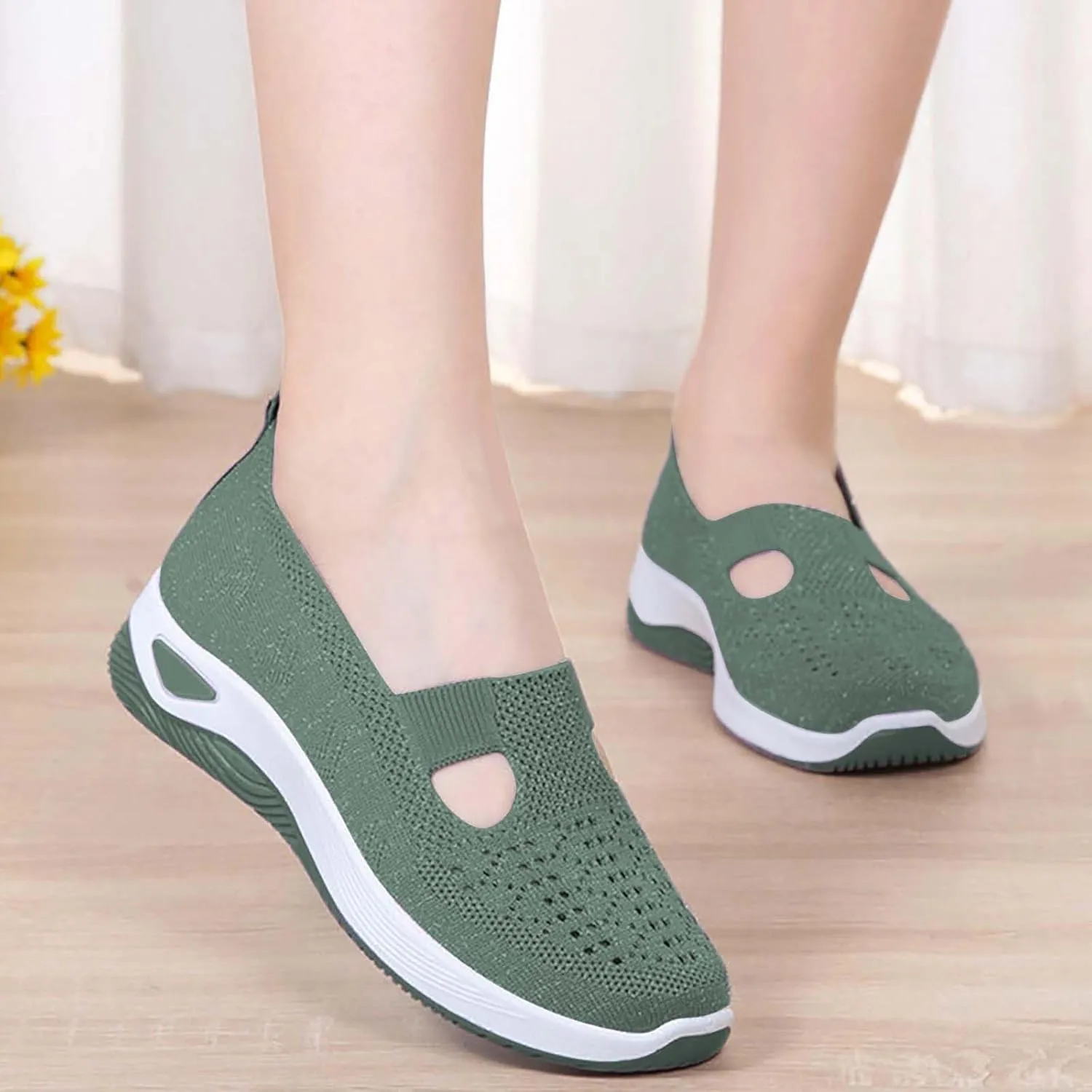 Orthopedic Shoes for Women Woven Slip on Walking Running Shoes for Women Fashion Brown Casual Shoes Wedge Sneakers Waterproof Tennis Shoe Loafers Dress Shoe