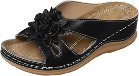 Slippers for Women Summer Beach Platform Sandals Slip on Wide Width Sandals Leather Wedge Slippers Walking Shoes