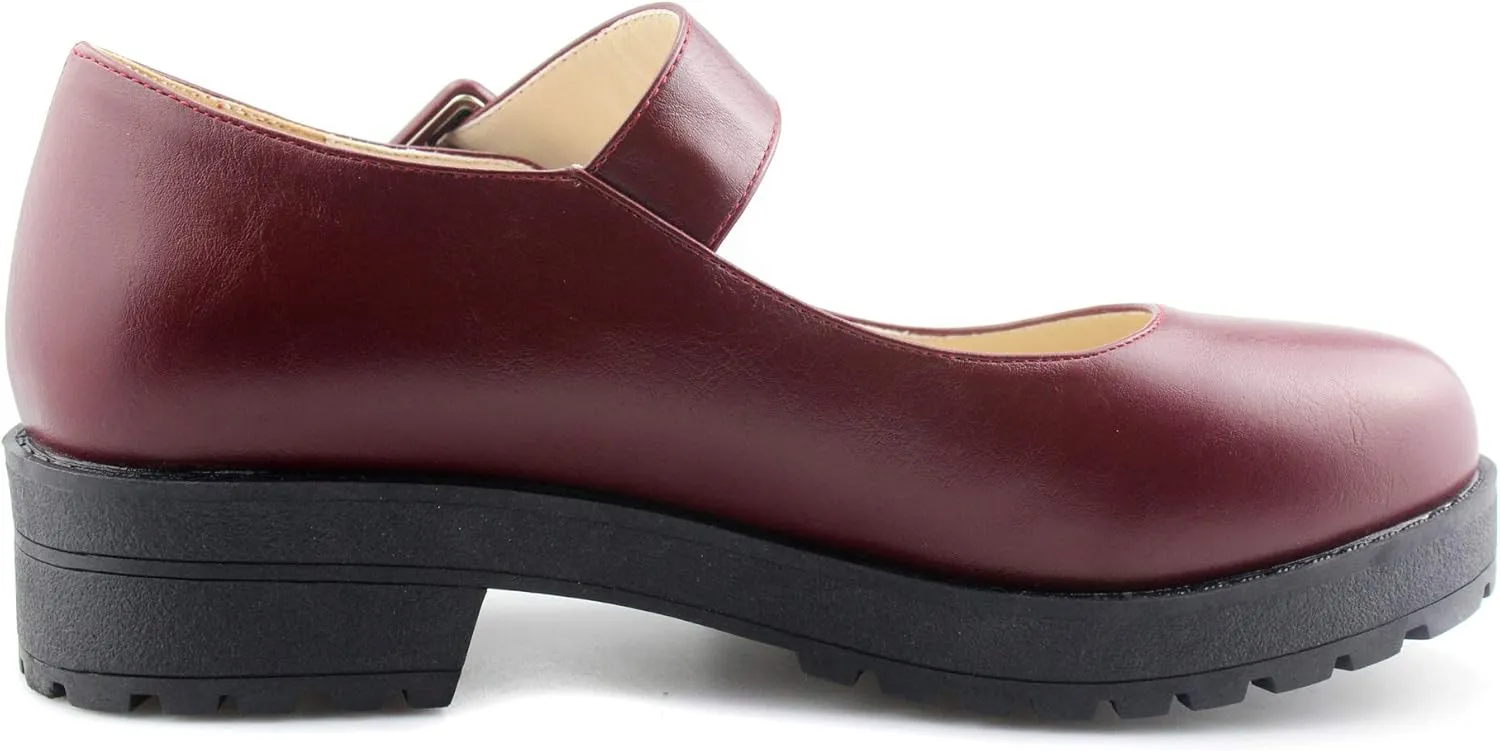 Sungtin Women Buckle Platform Shoes Chunky Mid Heel Mary Jane Shoes School Uniform Dress Shoes