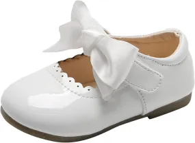 Toddler Girls Slip On Shoes Baby Girl Kids Cute Princess Shoes Fashion Bow Hollow Out Non-Slip Leather Flats Shoes T-177 White 6