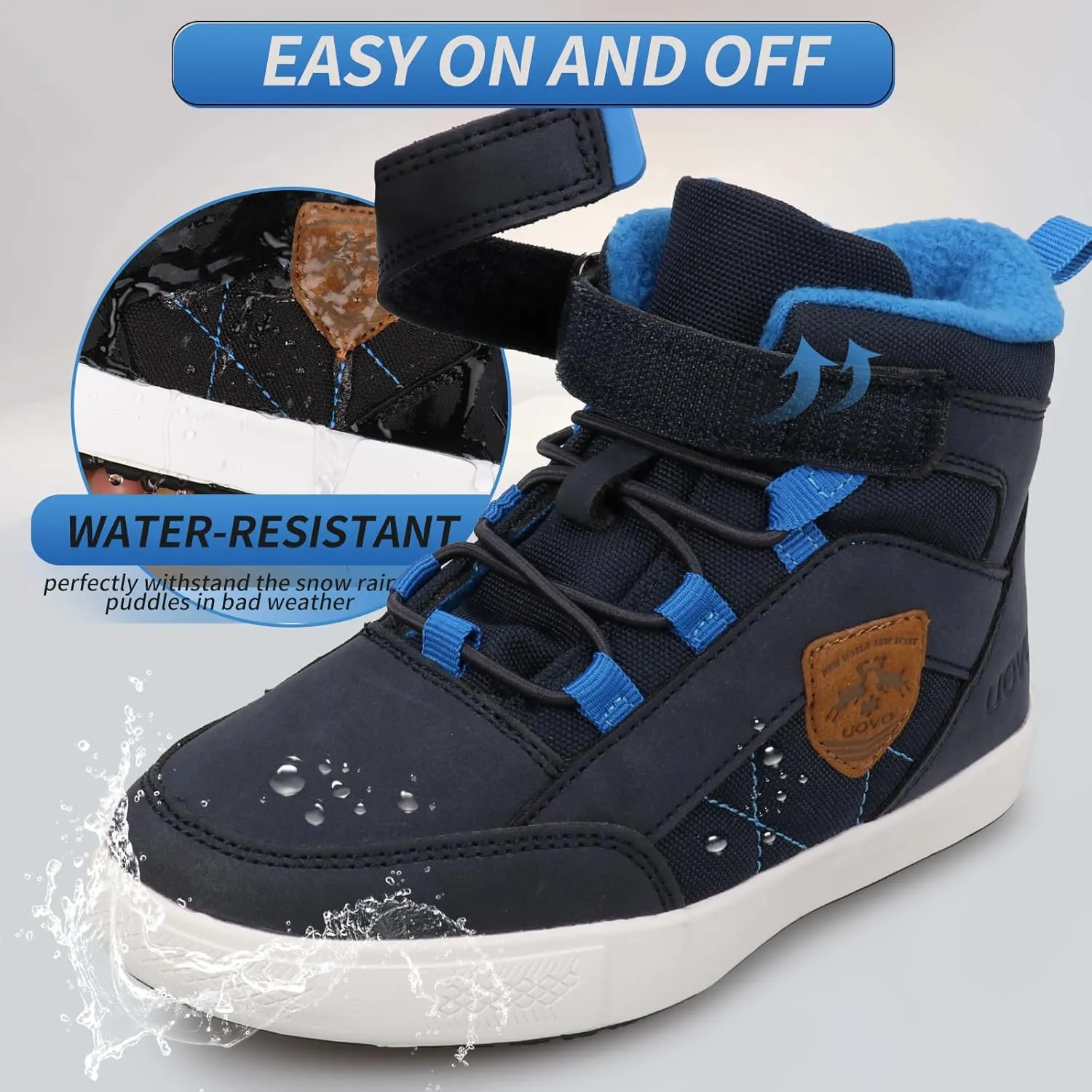 UOVO Kids Boys Shoes Water Resistant Boots Non-Slip Mid-Top Skateboarding Childern Athletic (Little/Big Kids)
