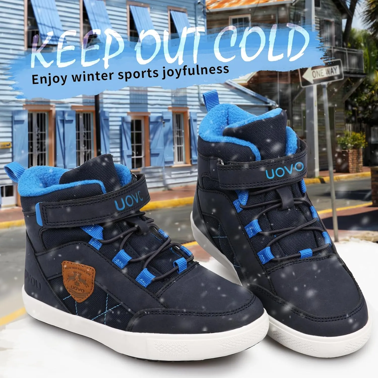 UOVO Kids Boys Shoes Water Resistant Boots Non-Slip Mid-Top Skateboarding Childern Athletic (Little/Big Kids)