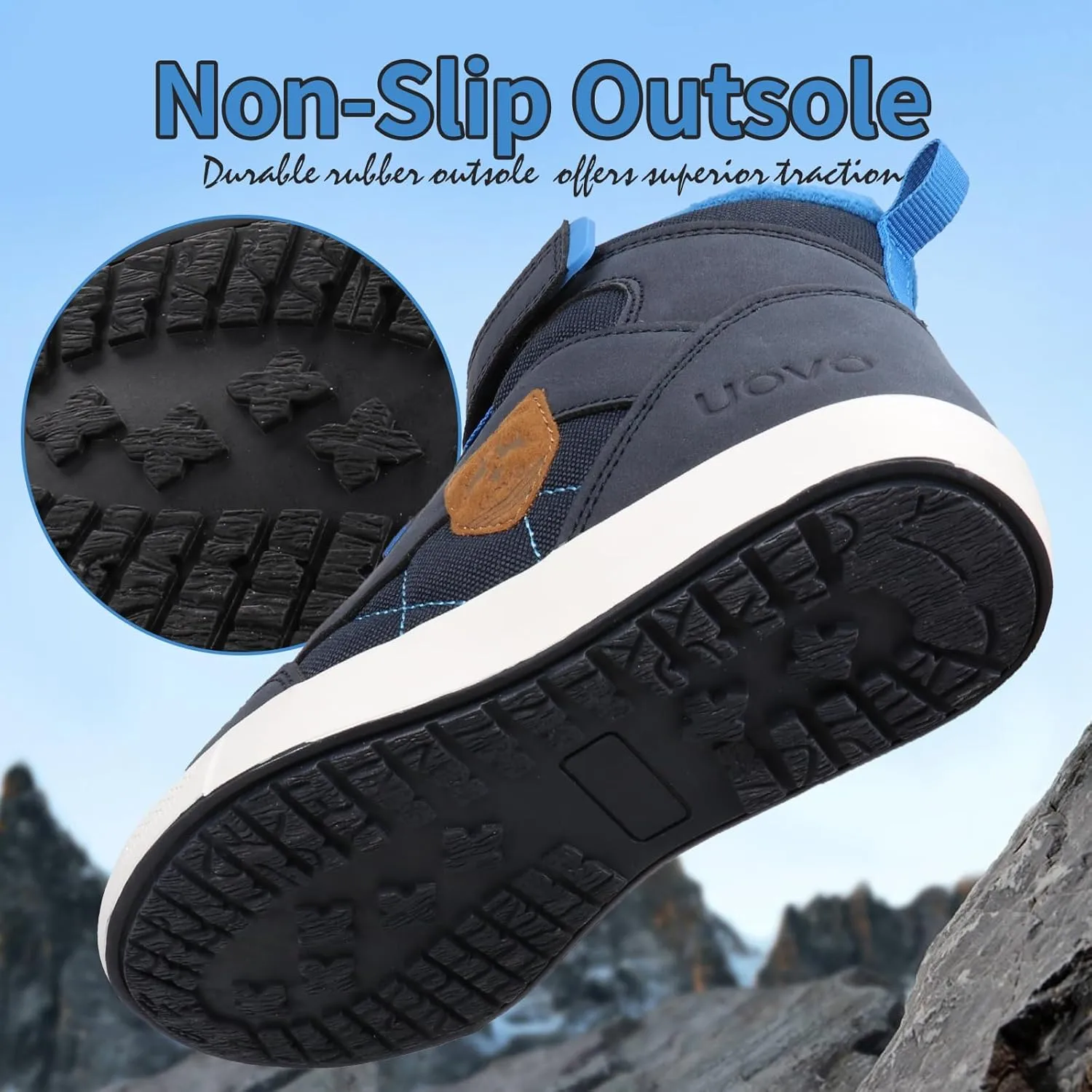 UOVO Kids Boys Shoes Water Resistant Boots Non-Slip Mid-Top Skateboarding Childern Athletic (Little/Big Kids)