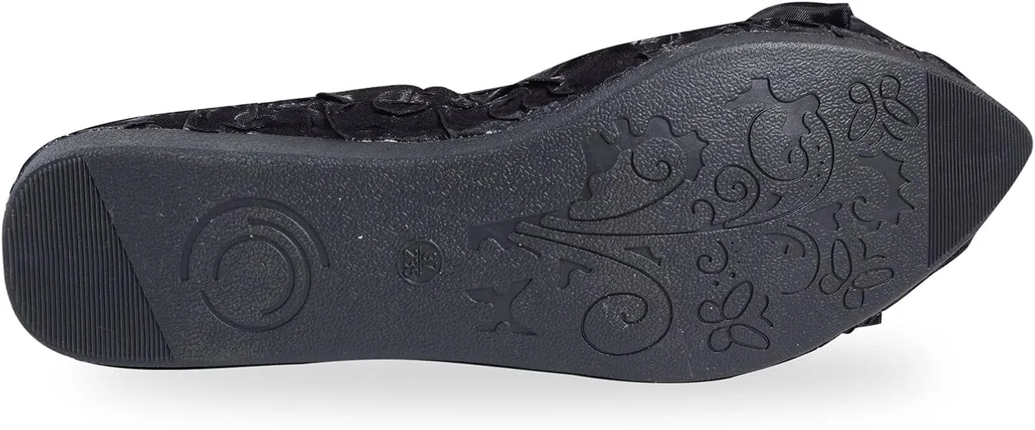 Women's Flats, Foldable Ballet Flats for Women, Fashion Bow Tie Pionted Toe Comfort Lightweight Slip-On Dress Shoes