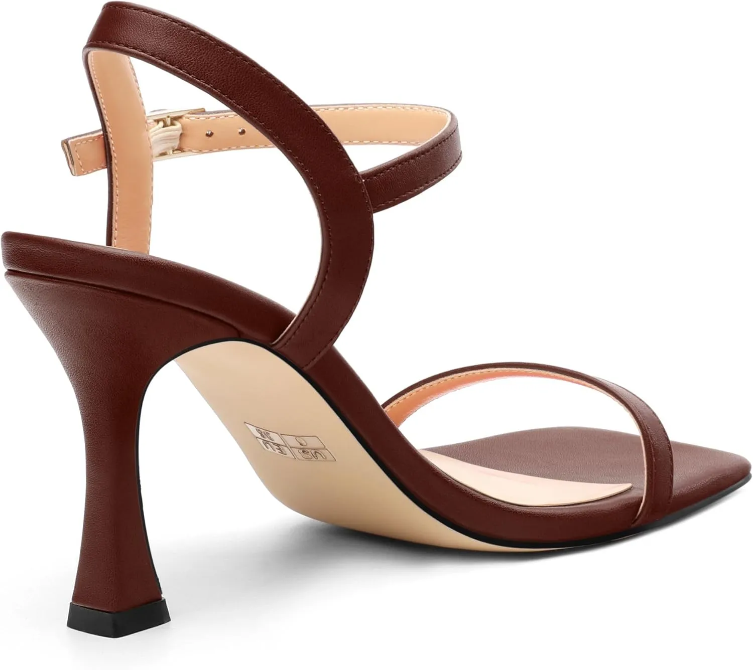 Womens Heels Sandals, Sexy Strappy Stiletto High Heel Sandals for Women Open Square Toe Adjustable Buckle Ankle Strap High Heel Sandals Prom Dress Pumps 3.35 Inch