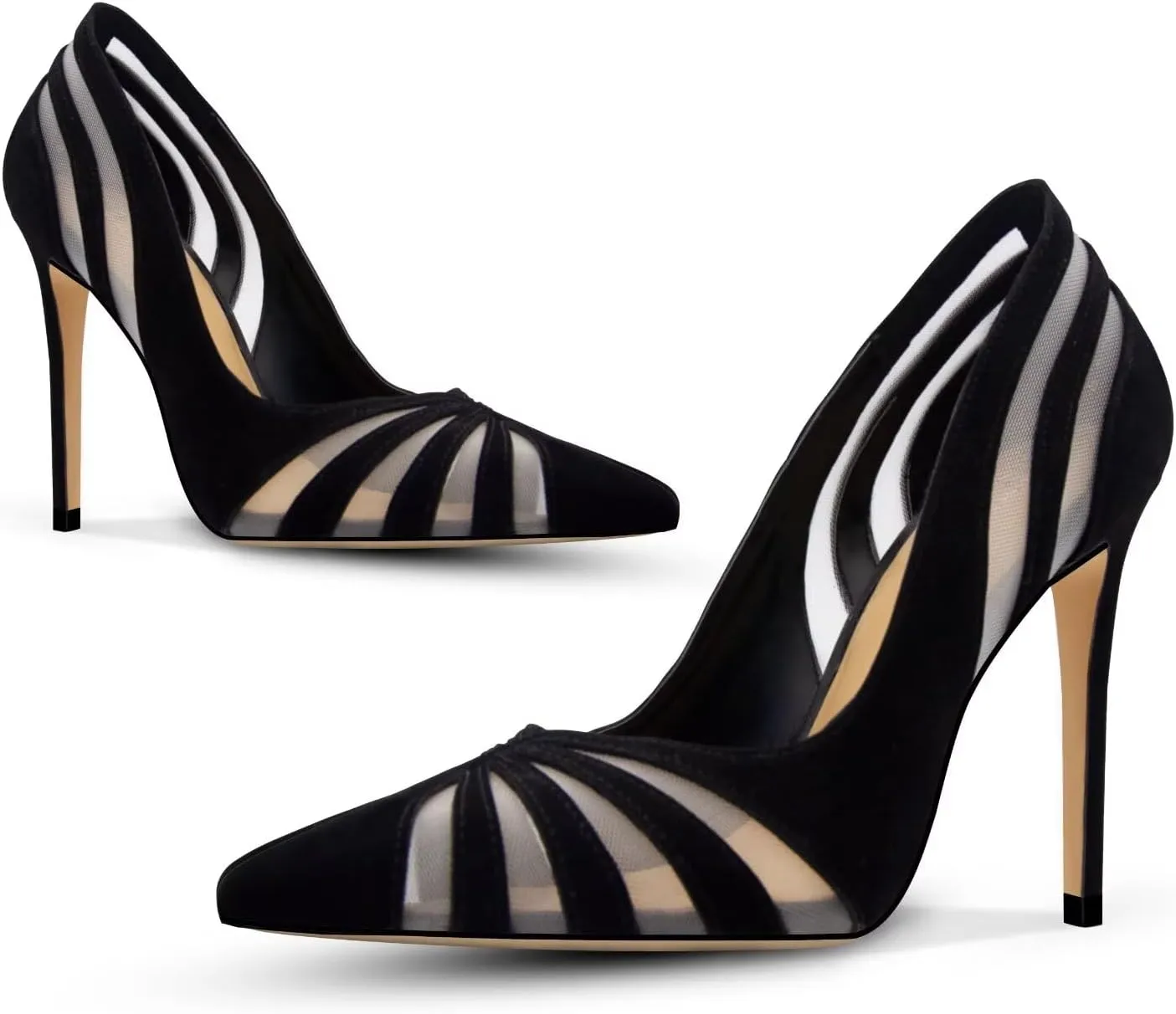 Women's Mesh Pumps Pointed Toe High Heels Closed Toe Comfortable Dress Office Work Shoes for Women