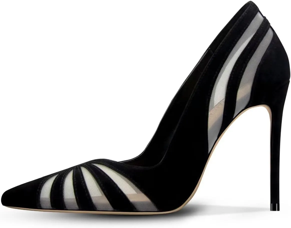 Women's Mesh Pumps Pointed Toe High Heels Closed Toe Comfortable Dress Office Work Shoes for Women
