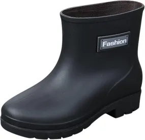 Womens Rain Boots Waterproof Wide Calf Short Rain Boots Lightweight Anti-Slipping Garden Shoes Ankle Booties Comfortable Slip On Rubber Shoes
