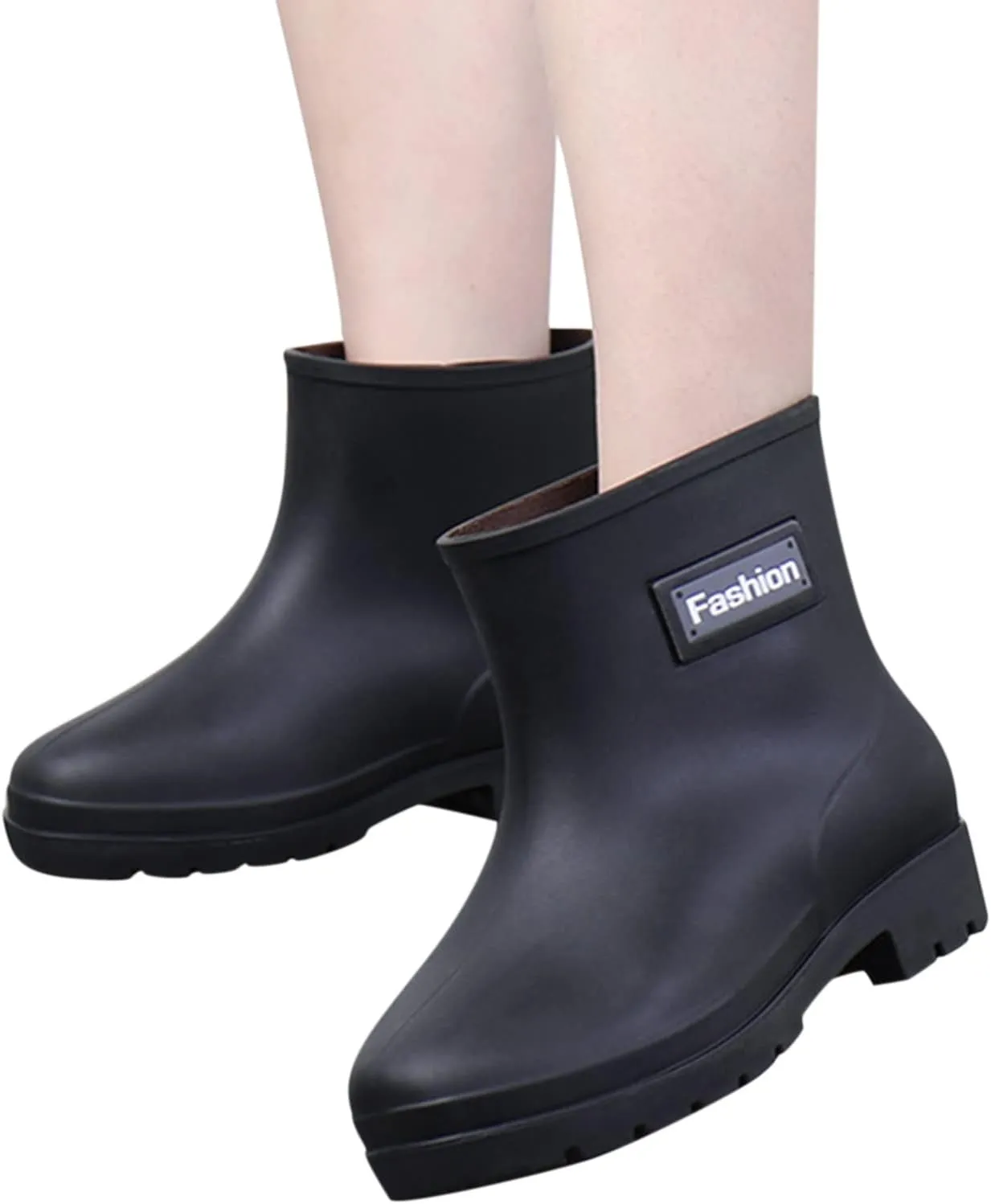 Womens Rain Boots Waterproof Wide Calf Short Rain Boots Lightweight Anti-Slipping Garden Shoes Ankle Booties Comfortable Slip On Rubber Shoes