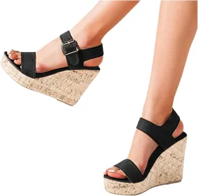 ZBYY Wedge Sandals for Women Dressy,Platform Wedge Sandals Buckle Ankle Strap Peep Toe Slingback High Heel Summer Sandals